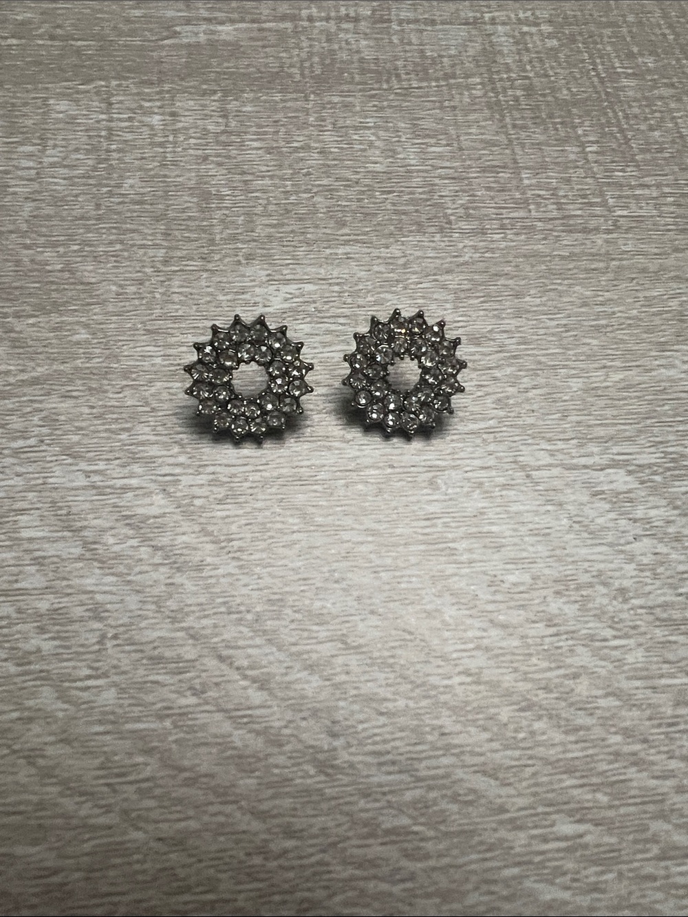 Sterling Silver Crystal Halo Stud Earrings - Silver